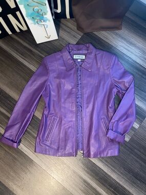 Vintage La-Rose Women's Purple Leather Zip Jacket
